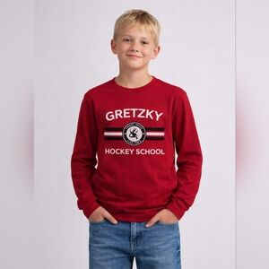 Youth Wayne Gretzky Hockey School Jersey Red #99 L/XL Long Sleeve Top